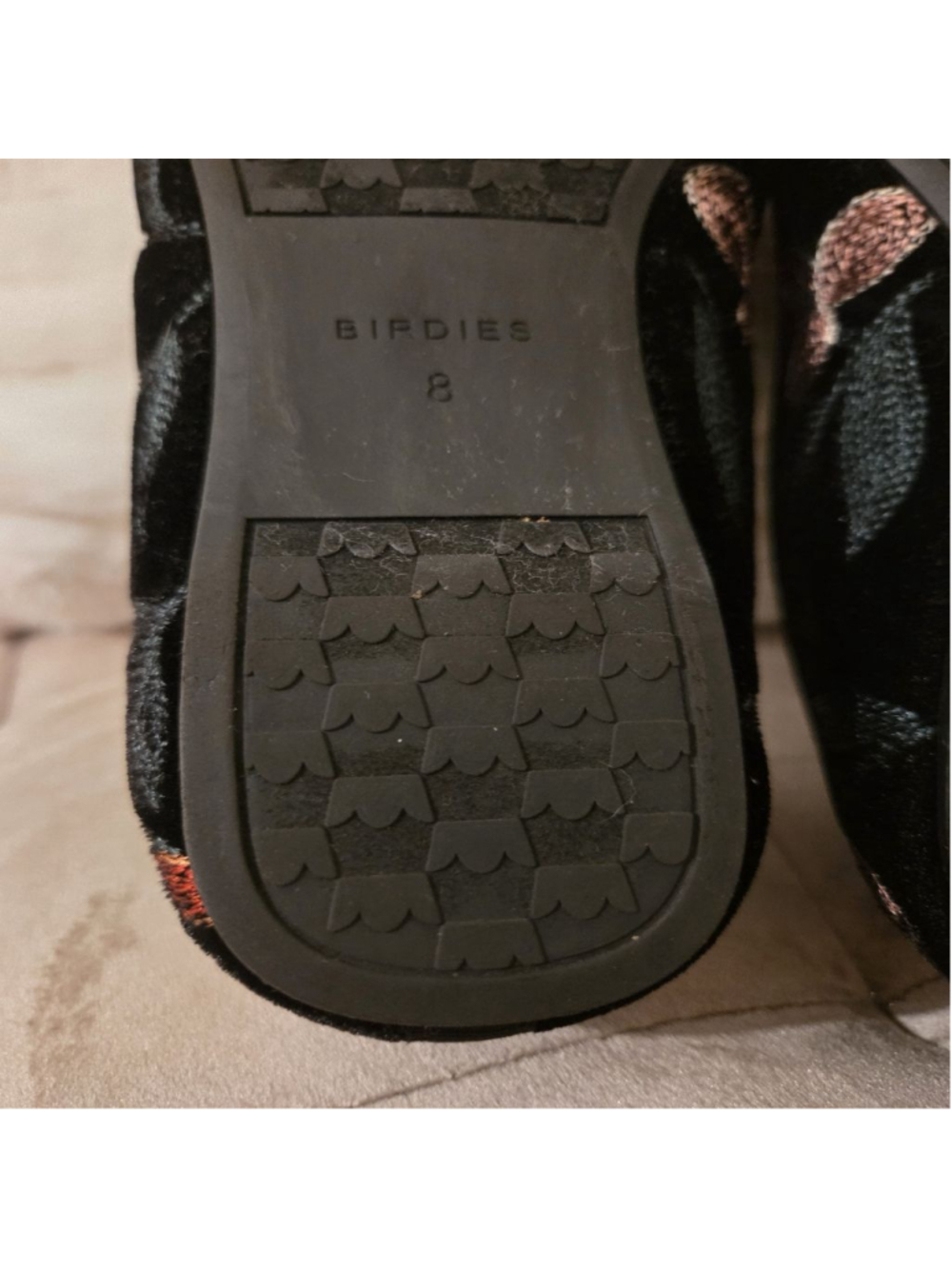Women's Birdies Black Velvet Floral Embroidered Loafers Size 8 - Picture 13 of 14